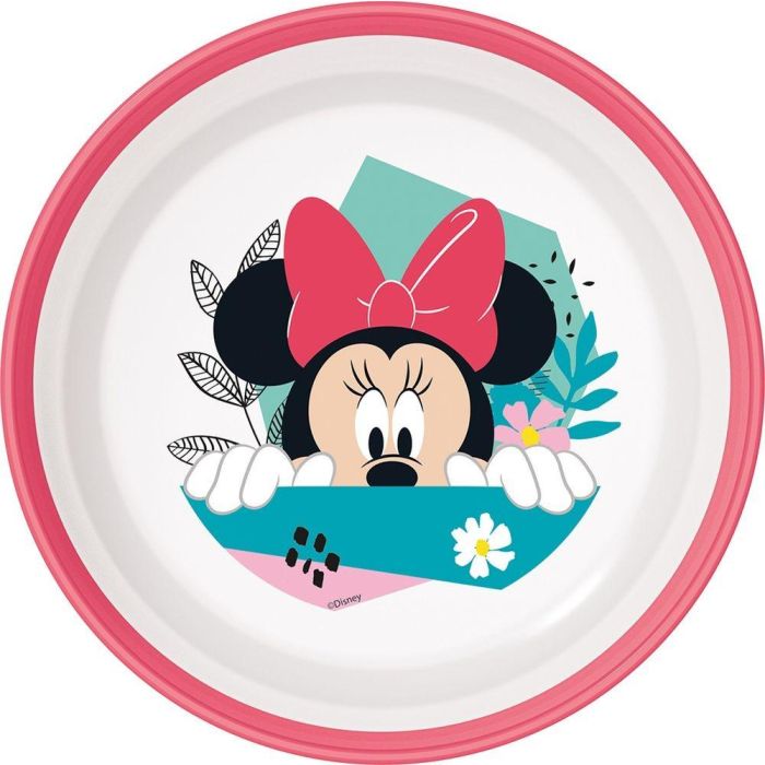 Disney CZ11290 Cuenco Premium Minnie Bicolor Antideslizante Plástico Alimentario Reciclable Libre BPA Apto Microondas para Niños