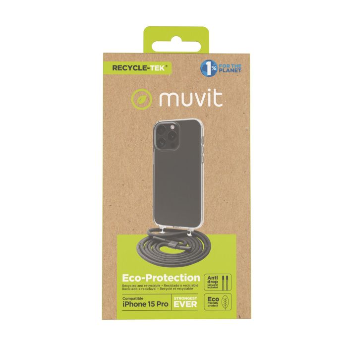 Muvit Recycletek Funda para iPhone 15 - Material Reciclado, Protección y Estilo Sostenible 7