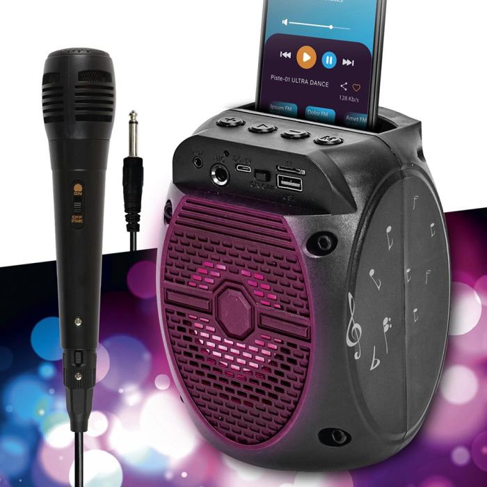 Be Mix Altavoz Con Micrófono Karaoke 5W Bluetooth, Luminoso con Cambio de Color, Lector Micro SD y USB 3 Be Mix Altavoz Con Micrófono Karaoke 5W Bluetooth, Luminoso con Cambio de Color, Lector Micro SD y USB 3