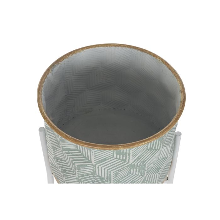 DKD Home Decor Macetero Alto Cuadrado de Metal Urban Bicolor para Plantas y Decoración del Hogar - 35x35x91 cm 1