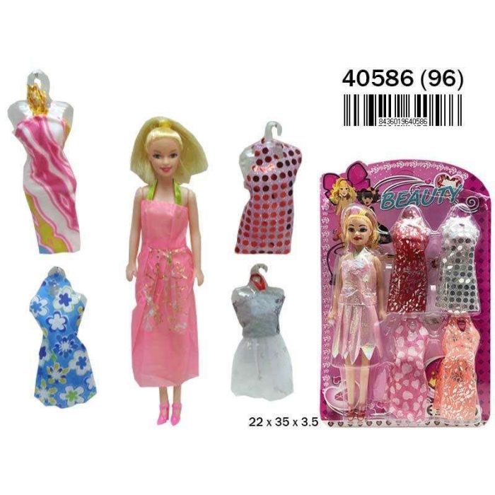 Muñeca maniqui con 4 vestidos. 22x35x3,5 cm Muñeca maniqui con 4 vestidos. 22x35x3,5 cm