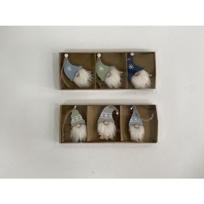 DKD Home Decor Decoración Colgante Navidad Fantasía Set 3 Piezas (Pack 2 Unidades) Colores Surtidos MDF Poliéster 8x1.5x21 cm