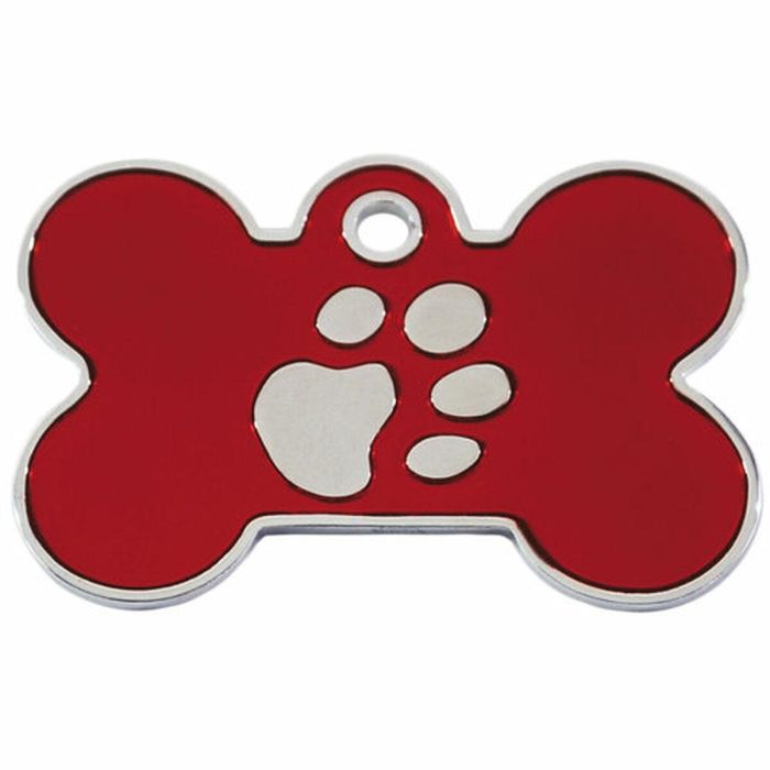 Placa identificativa para collar Imarc Bone Rojo Plata 1
