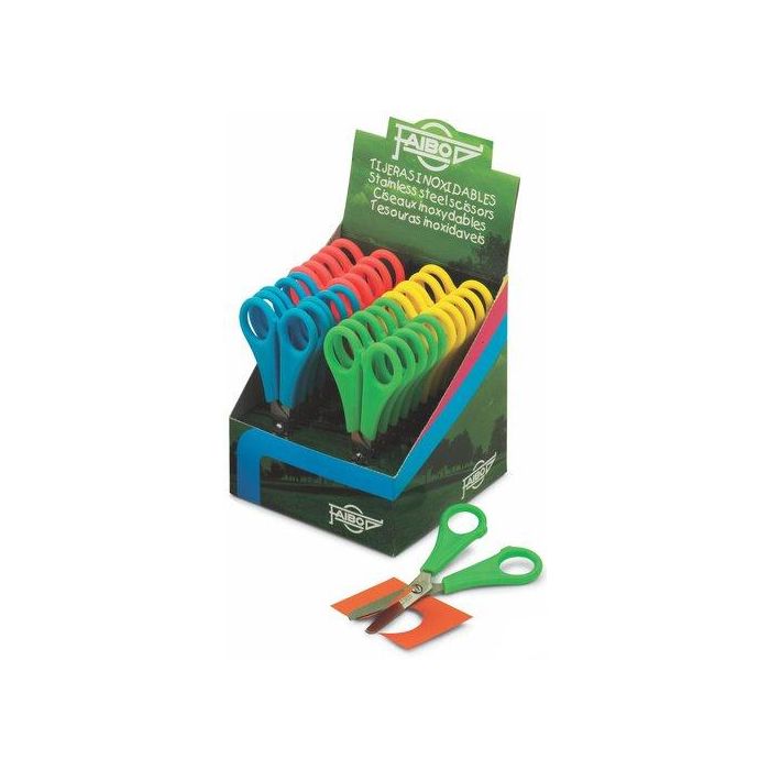 Faibo Tijeras Escolares 13 cm Simétricas Mango Surtidos – Pack de 20 Unidades (20 Unidades)
