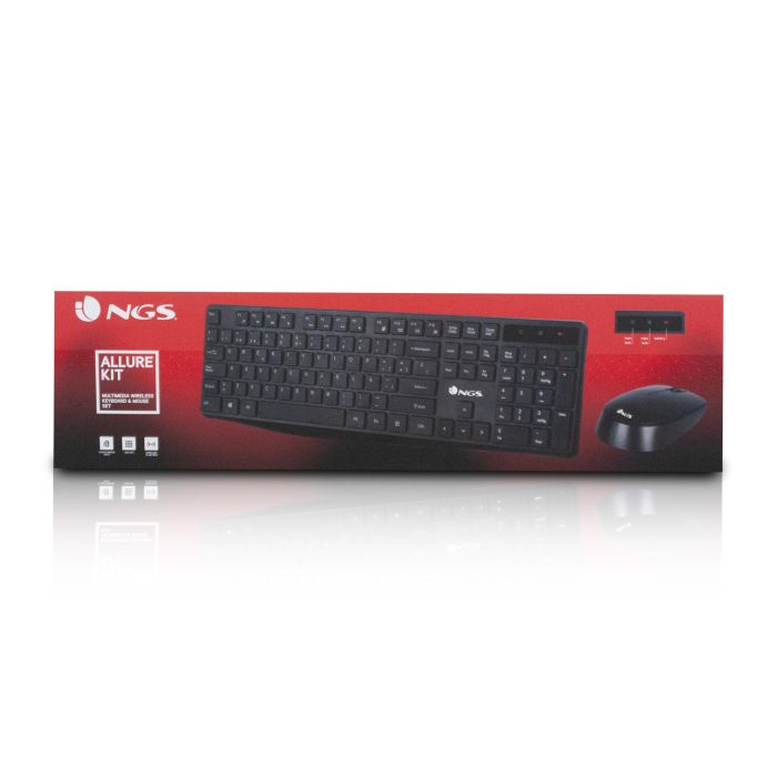 NGS ALLUREKIT Teclado y Ratón Inalámbricos 2.4GHz con Teclas Multimedia, Ratón Óptico 1200 DPI y Diseño Compacto Slim 6