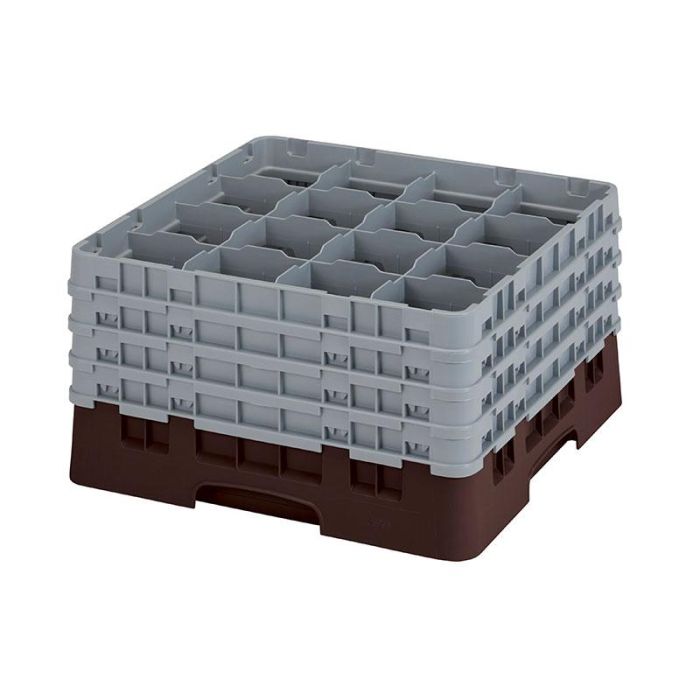 CAMBRO - 16S900-167 - Cesta de lavado 16 comp. 4 alturas - 10,9 cm Ø máx. - alt. máx. 24,1 cm - 50 x 50 x 26,7 cm - Castaño