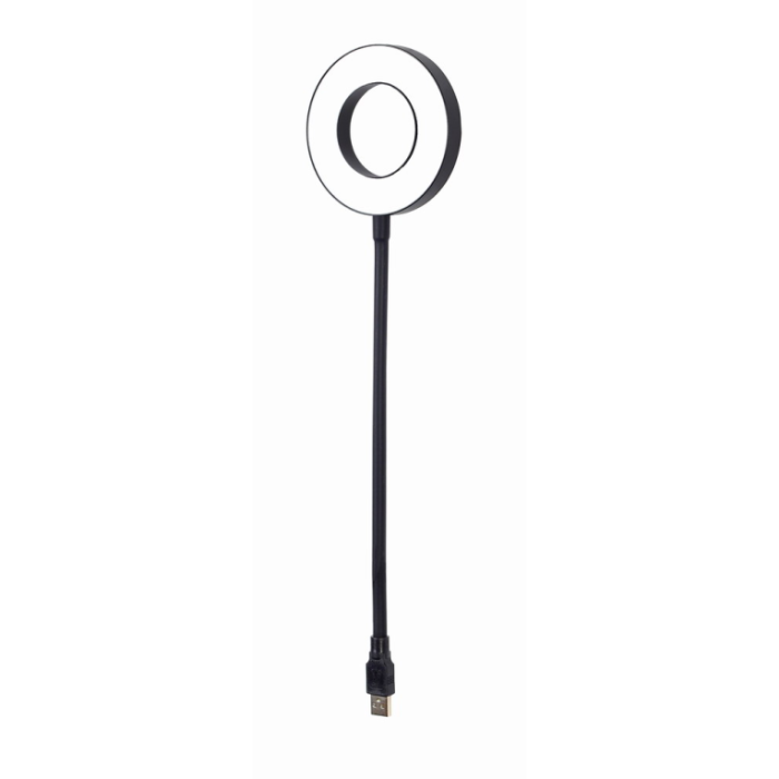 Gembird NL-LEDRING-01 Anillo de Luz LED USB para Iluminación de Escritorio en Streaming, Videollamadas y Fotografía - Blanco y Negro
