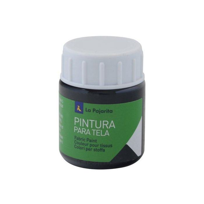 La Pajarita Pintura para tela negra 25 ml, termofijable para ropa y textiles, fácil de usar y limpiar