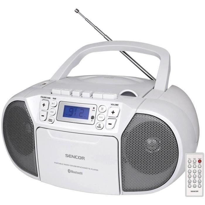 Reproductor de CD/casete - SENCOR - SPT 3907 W - 4 W - Bluetooth - Blanco 1