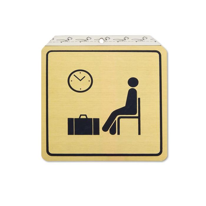 DUVER Placa de Aluminio Oro 120x120 mm para Sala de Espera
