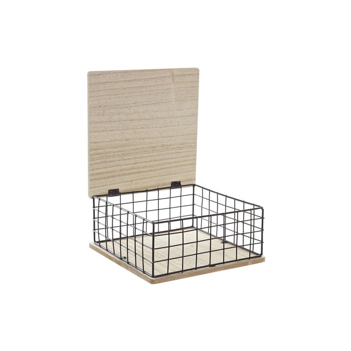 Caja Decorativa DKD Home Decor Negro Natural Metal Madera MDF 2 Caja Decorativa DKD Home Decor Negro Natural Metal Madera MDF 2