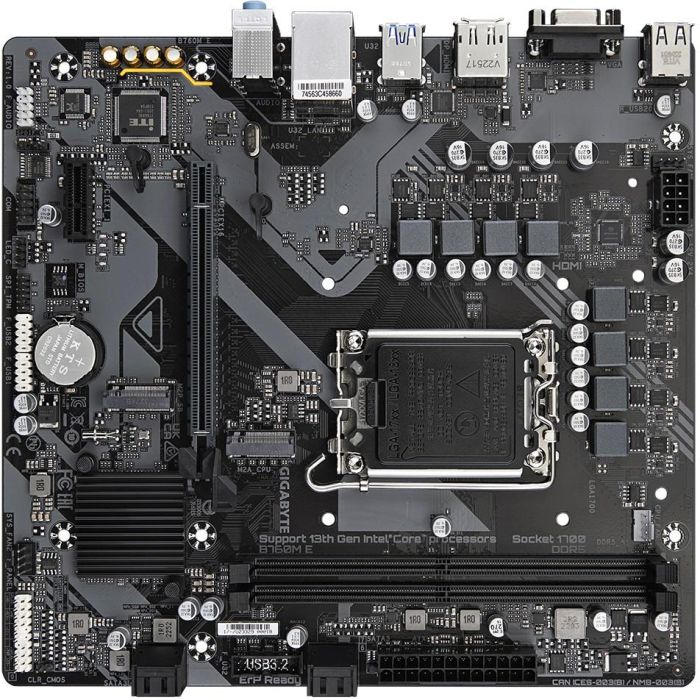 Gigabyte B760M E Placa Base Micro ATX Intel LGA 1700 DDR5 para 12ª, 13ª y 14ª Gen, hasta 7200 MHz 3