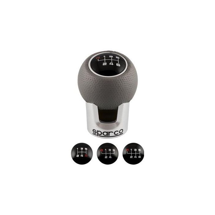 SPARCO SPC0105GR Pomo Palanca de Cambios Lazio Cromado y Gris de Aluminio y Polipiel con Dibujo Intercambiable Deportivo 4 SPARCO SPC0105GR Pomo Palanca de Cambios Lazio Cromado y Gris de Aluminio y Polipiel con Dibujo Intercambiable Deportivo 4