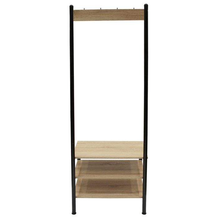Home Deco Factory Perchero Essentiel con Estanterías, 4 Ganchos Dobles y 3 Baldas, Madera y Metal, 60x40 cm, Altura 175 cm 4