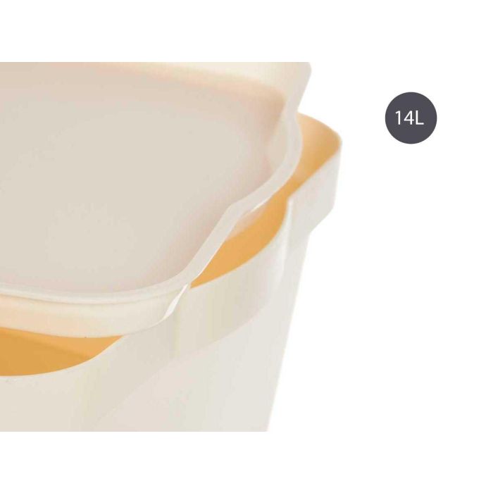 Kipit Caja Plástico con Tapa 14 L Crema 29.5 x 14.3 x 45 cm (Set de 12)