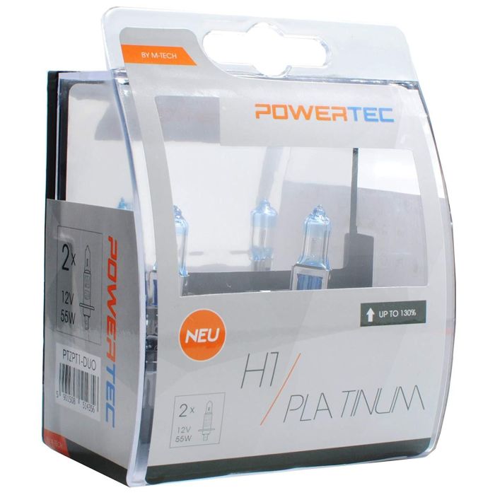 Powertec Lámpara Halógena H1 12V 55W PLATINUM +130% MTECPTZPT1-DUO