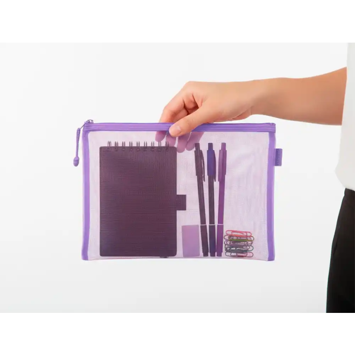 Liderpapel Bolsa Zipper Bag Multiusos Transpirable Poliester DIN A5 Morado Pastel 175x235mm 6 Liderpapel Bolsa Zipper Bag Multiusos Transpirable Poliester DIN A5 Morado Pastel 175x235mm 6