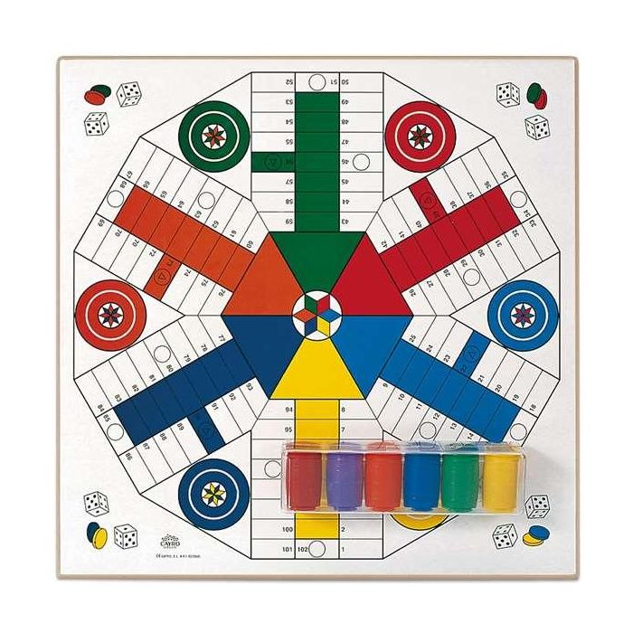 Tab. parchis 4 y 6 jug. mad. con acc. 40x40 cm Tab. parchis 4 y 6 jug. mad. con acc. 40x40 cm