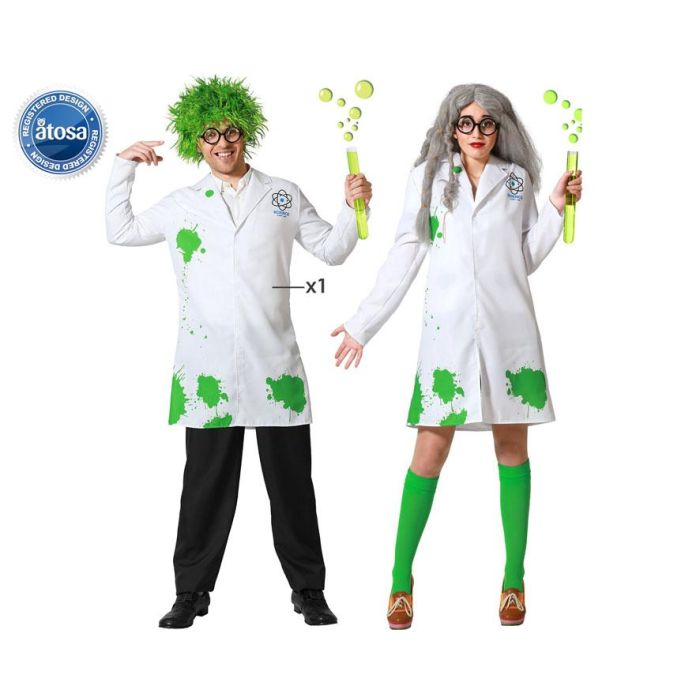 Disfraz Científico Loco Adulto XL Blanco Unisex con Bata Polyester para Carnaval y Fiestas Disfraz Científico Loco Adulto XL Blanco Unisex con Bata Polyester para Carnaval y Fiestas