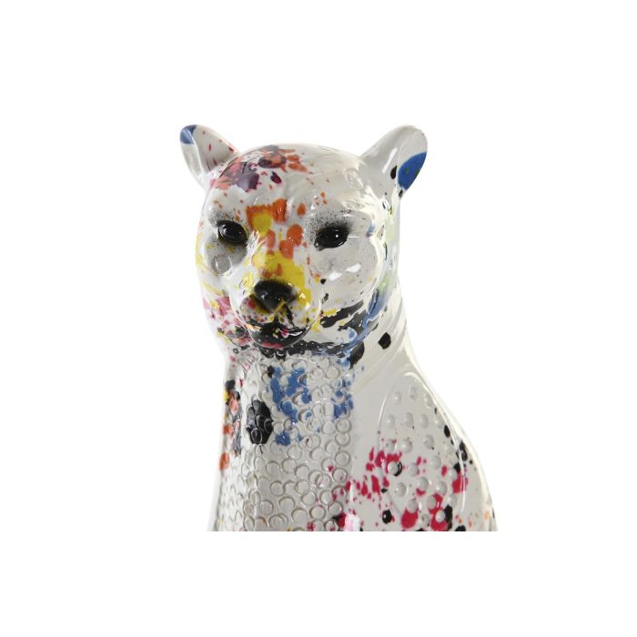 DKD Home Decor Figura Decorativa Moderna Leopardo de Resina Multicolor y Blanca 8x25x16 cm 1