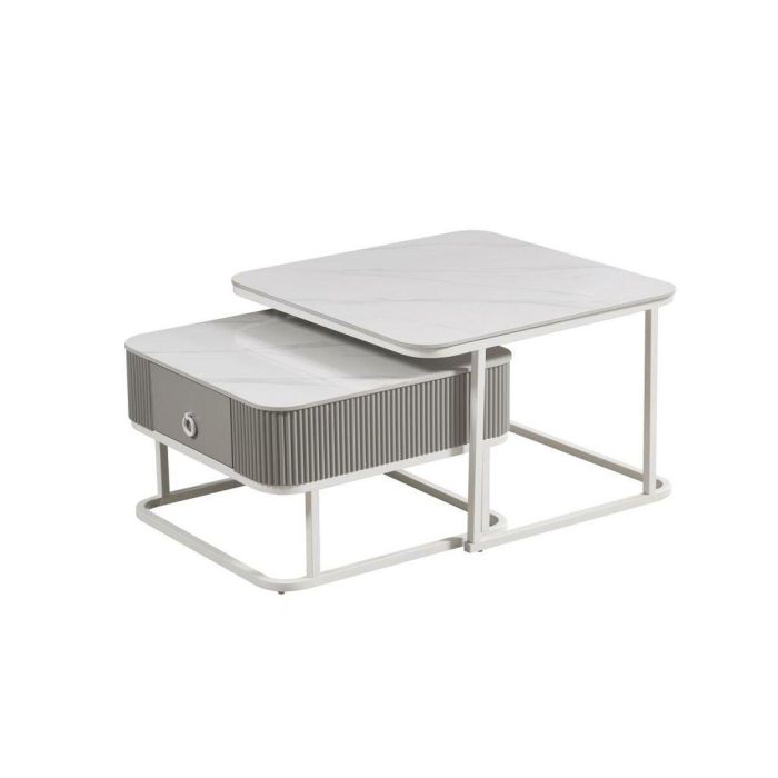 Mesa Centro Glam DKD Home Decor Blanco 70 x 45 x 70 cm Set de 2 1 Mesa Centro Glam DKD Home Decor Blanco 70 x 45 x 70 cm Set de 2 1