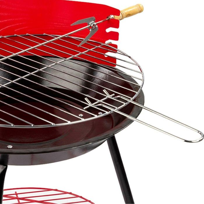 Barbacoa Portátil Aktive Madera Hierro Ø 38 cm 37 x 61 x 45 cm (6 Unidades) Rojo 3