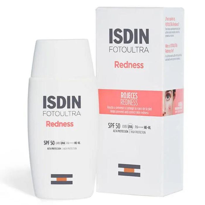 Isdin FOTO ULTRA redness Protector Solar Facial SPF50+ Uso Diario Crema 50 ml - Calma y Previene Rojeces en Piel Sensible