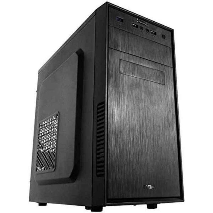 NOX NXFORTE Carcasa Ordenador Mini Torre Negro con USB 3.0, Ventilador 120mm, Bahías HDD/SSD, Chasis Acero SPCC y Frontal ABS Brush