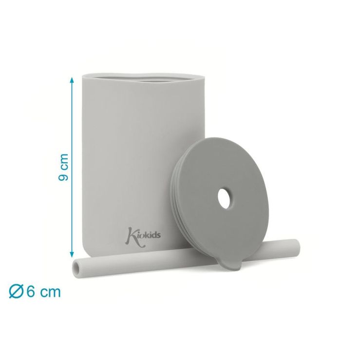 Vasos En Silicona Gris Con Pajita 3 Vasos En Silicona Gris Con Pajita 3