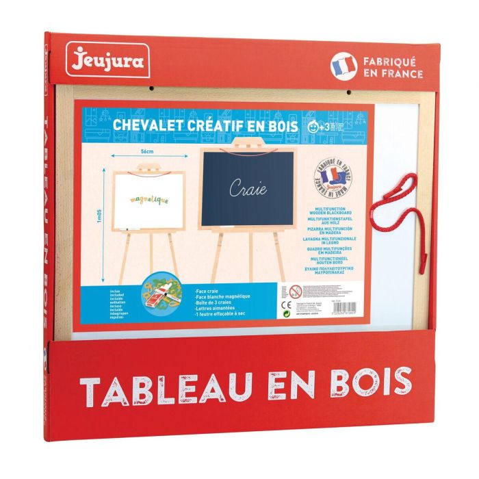 Jeujura Caballete de Madera Creativo con Pizarra Reversible Magnética para Tiza y Fieltro, incluye Letras, Tiza y Caja, 105cm, +3 años 2 Jeujura Caballete de Madera Creativo con Pizarra Reversible Magnética para Tiza y Fieltro, incluye Letras, Tiza y Caja, 105cm, +3 años 2