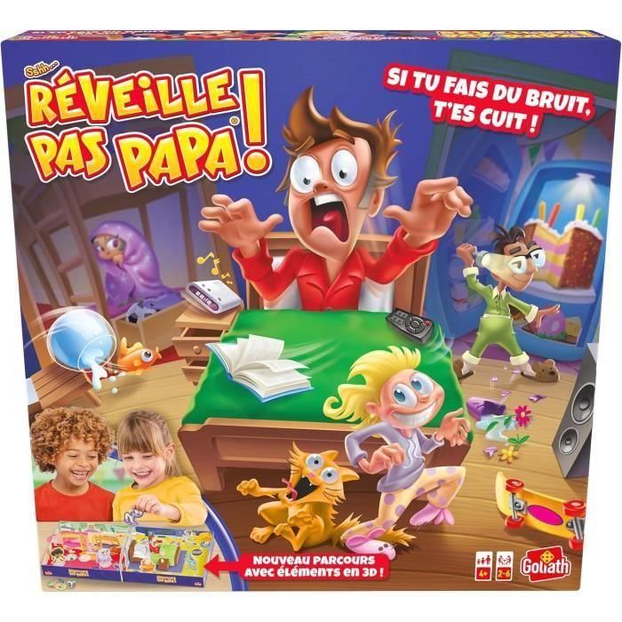 Goliath No despiertes papá - Divertido juego de mesa familiar donde debes alcanzar la nevera sin despertar a papá, para 2-4 jugadores, +5 años Goliath No despiertes papá - Divertido juego de mesa familiar donde debes alcanzar la nevera sin despertar a papá, para 2-4 jugadores, +5 años