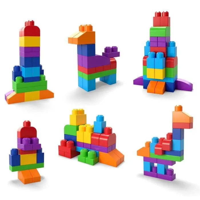 Mattel Bolsa Construccion Mega Bloks 60 Piezas Azul para Niños 3