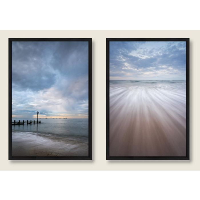 DKD Home Decor Cuadro Lienzo Atlántico Océano Azul Negro 60x40 cm (Set de 2 Unidades)