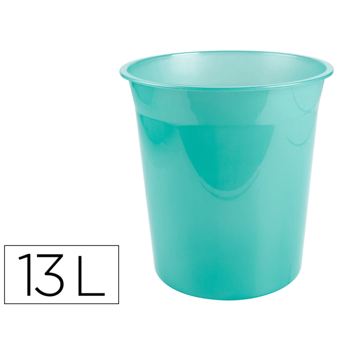 Liderpapel Papelera de plástico 13 litros menta translucido 275x285 mm 0 Liderpapel Papelera de plástico 13 litros menta translucido 275x285 mm 0