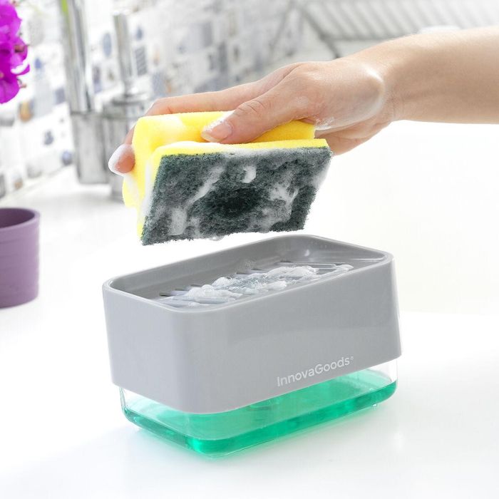 Dispensador de Jabón 2 en 1 para Fregadero Pushoap InnovaGoods 7 Dispensador de Jabón 2 en 1 para Fregadero Pushoap InnovaGoods 7