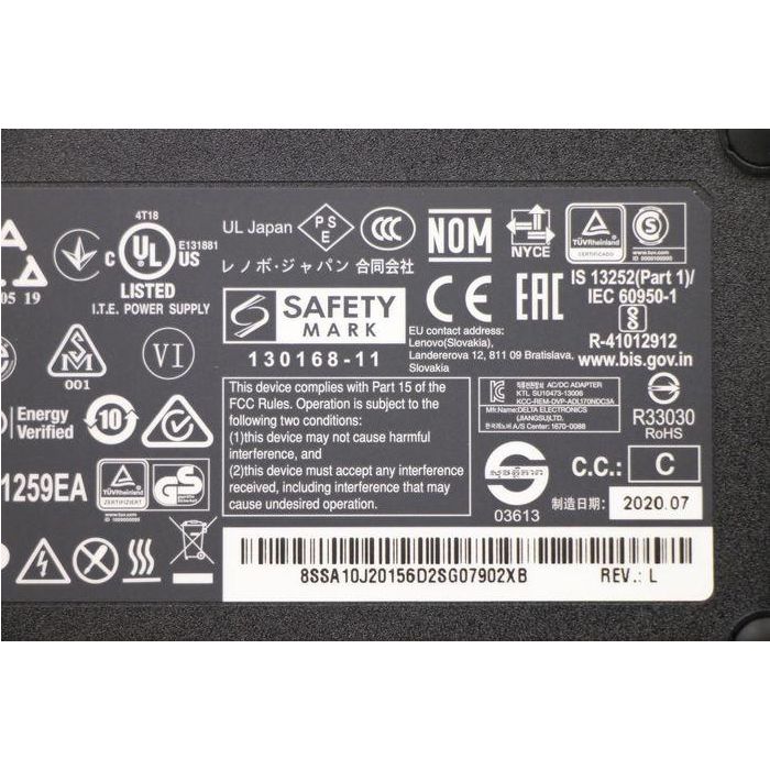 Lenovo 170W AC power adapter with 100-240Vac input, 20V output, 8.5A current, 3-pin connector, compatible with Lenovo systems. 4 Lenovo 170W AC power adapter with 100-240Vac input, 20V output, 8.5A current, 3-pin connector, compatible with Lenovo systems. 4