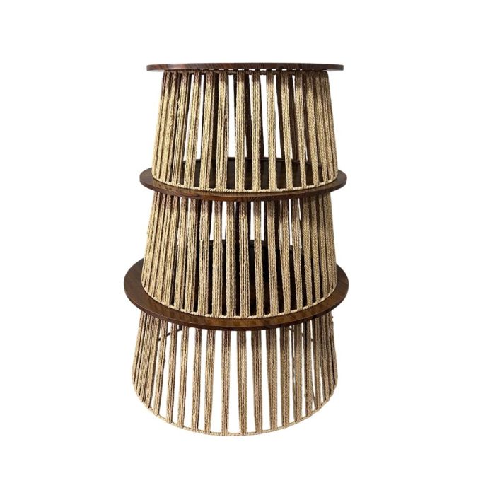 DKD Home Decor Mesa Centro Urban Marron 66 x 66 x 34 cm Set de 3