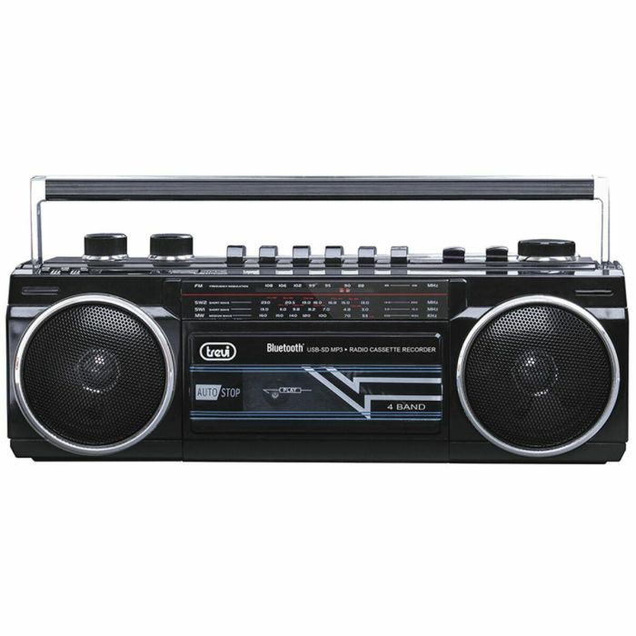 Trevi RR 501 BT Radio Cassette Personal Analógica - Reproductor MP3 USB y SD, Bandas FM/MW/SO, Altavoces Integrados, Negro