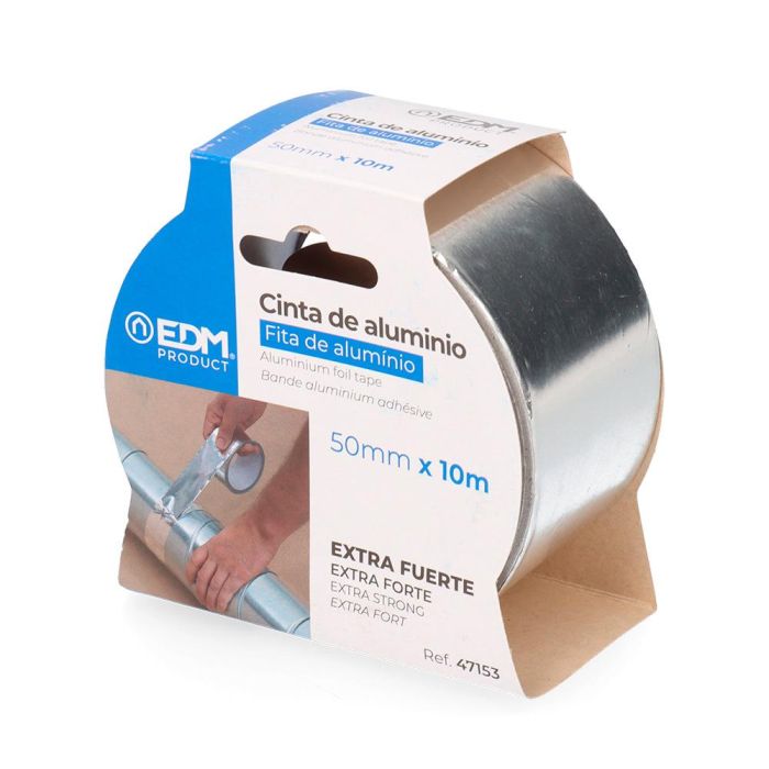 Edm Cinta multiuso de aluminio 10m x 50mm extra fuerte 1 Edm Cinta multiuso de aluminio 10m x 50mm extra fuerte 1