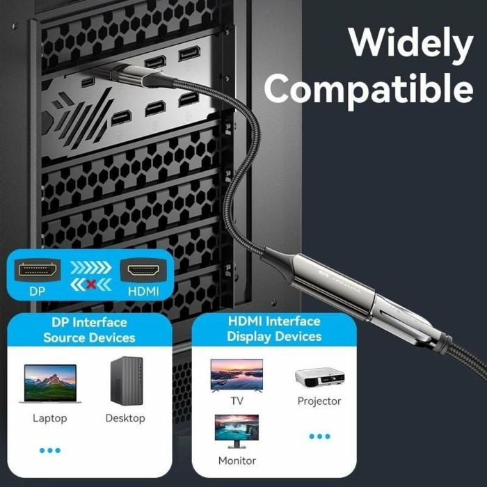 Cable DisplayPort a HDMI Vention HFNBC Negro 3 Cable DisplayPort a HDMI Vention HFNBC Negro 3