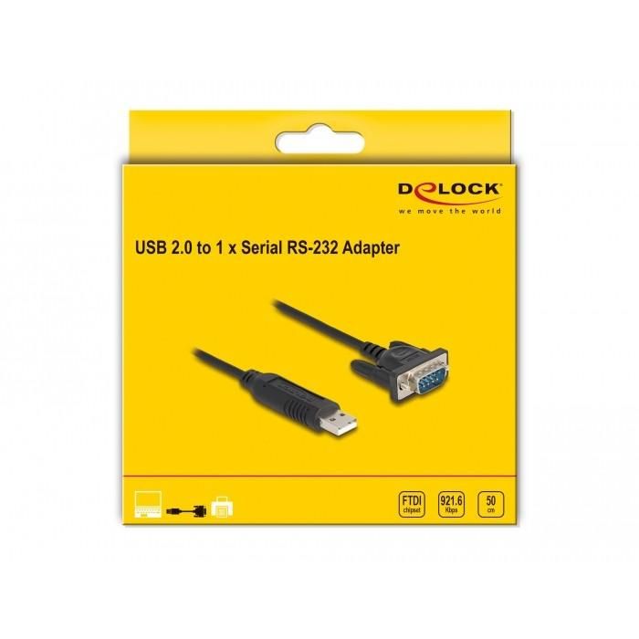 DELOCK Adapterkabel USB 2.0 Typ-A St zu 1 x Seriell 50cm 2