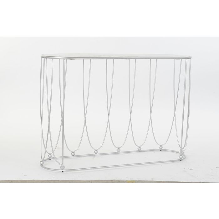 DKD Home Decor Consola Chic de Mármol Blanco y Estructura de Metal Plateado. Mueble de Recibidor. Medidas: 115x35x78 cm 6