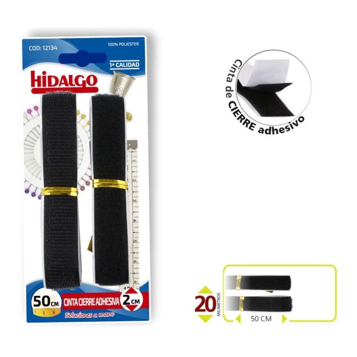 Hidalgo Cinta Cierre Adhesivo Velcro 2x50 cm Negro Hidalgo Cinta Cierre Adhesivo Velcro 2x50 cm Negro