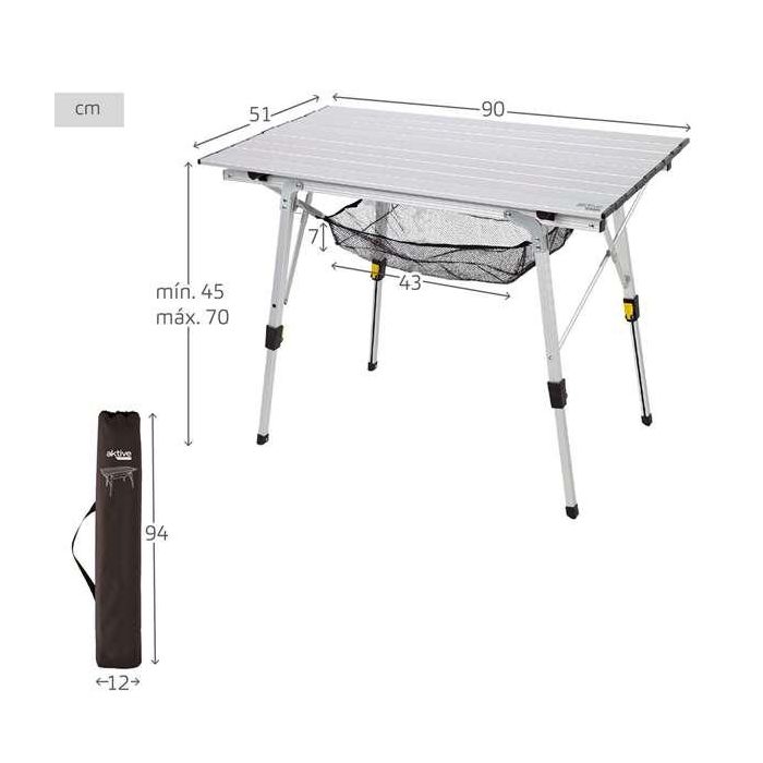 Mesa camping plegable compacta aluminio 90x51x45/70 3 Mesa camping plegable compacta aluminio 90x51x45/70 3