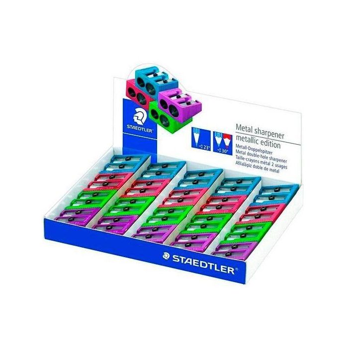 Staedtler Afilalápices Metálico Doble para Lápices Estándar y Gruesos (20 Unidades) (20 Unidades)