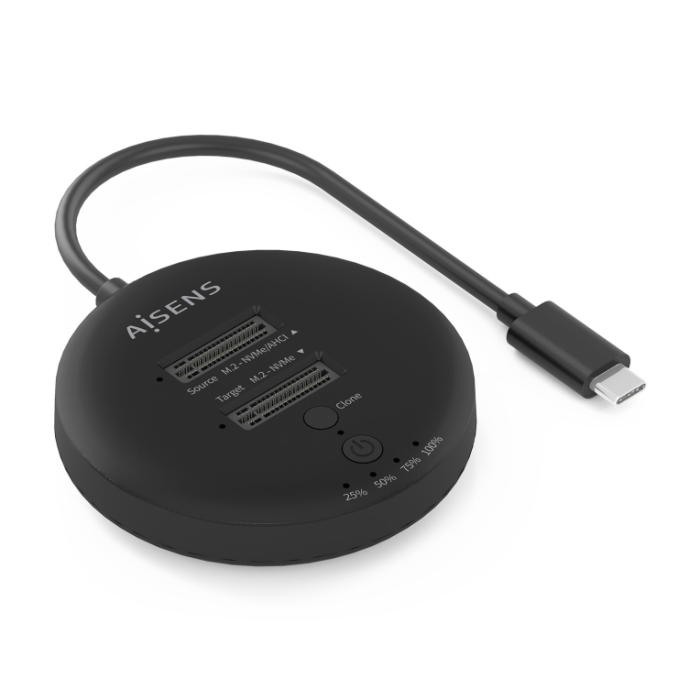 AISENS ASDS-2M2N05-BK Base de Conexión Docking USB 3.2 Gen 2x2 (20Gbps) para Discos SSD M.2 NVMe con Clonación sin PC