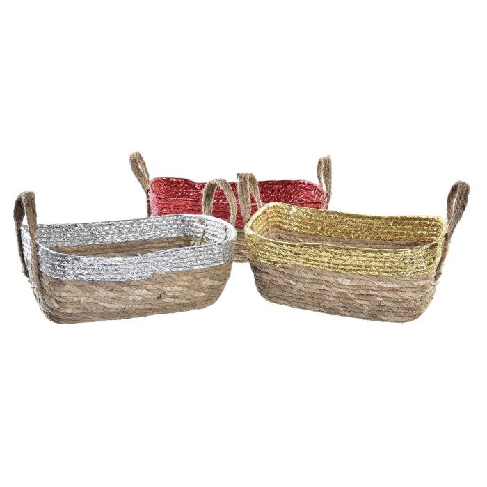 DKD Home Decor Cesta de Navidad Tradicional Pack 6 Unidades - Rojo, Dorado, Plateado, Natural - Fibra y Seagrass, Medidas 32x22x12 cm 1 DKD Home Decor Cesta de Navidad Tradicional Pack 6 Unidades - Rojo, Dorado, Plateado, Natural - Fibra y Seagrass, Medidas 32x22x12 cm 1