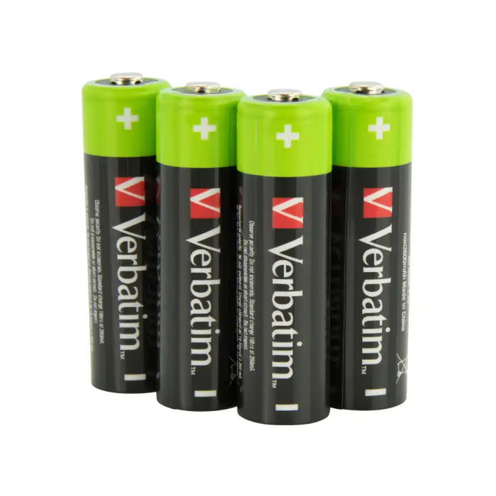 Verbatim Pilas Recargables Premium HR6 AA, 1.2V, 2500mAh, Pack de 4 2