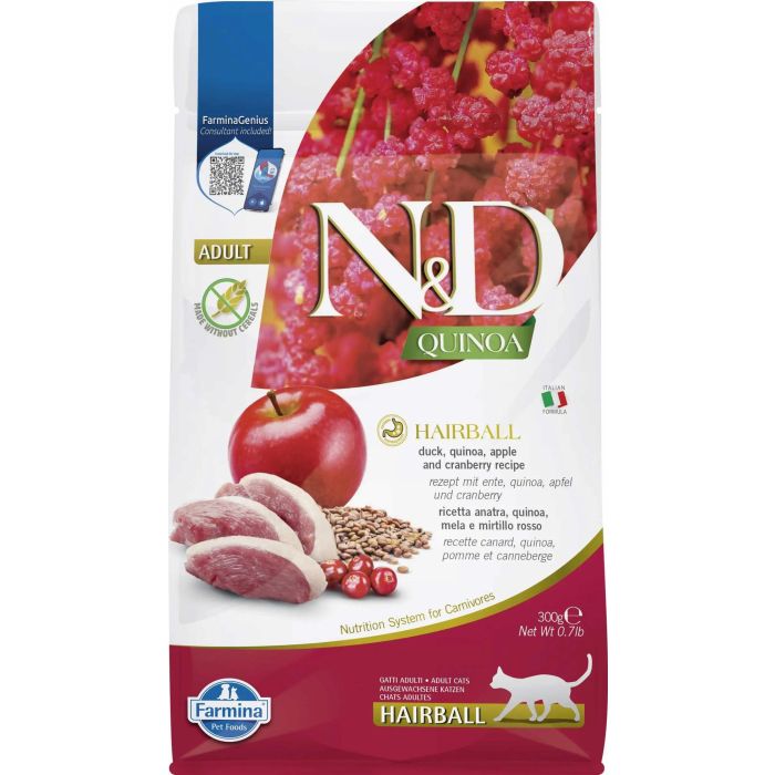 Farmina N&D Cat Quinoa Hairball Pato 300 gr Farmina N&D Cat Quinoa Hairball Pato 300 gr