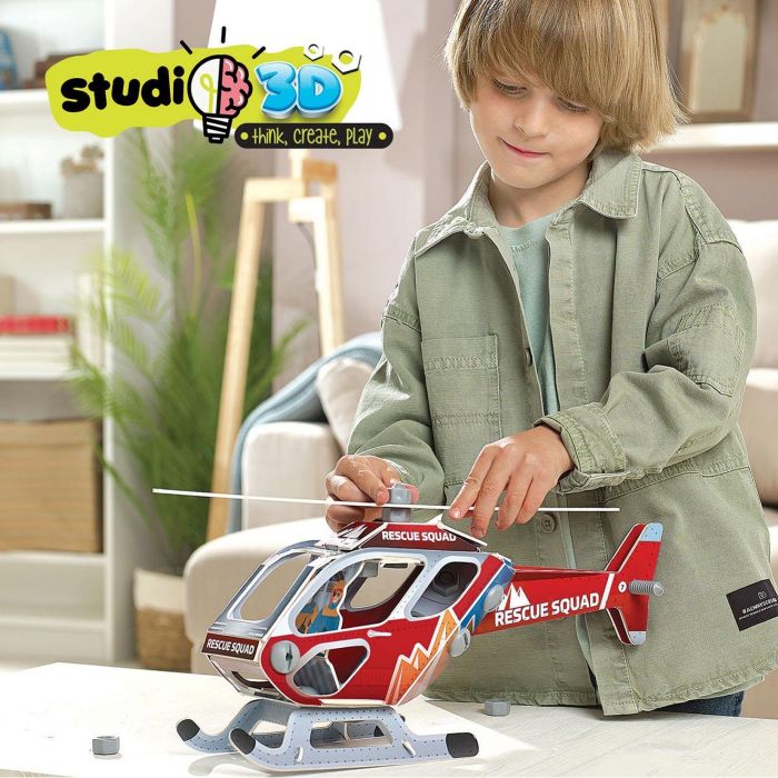 Educa Borras Studio 3D Helicoptero 14 Piezas Cartón, 18 Tornillos, 18 Tuercas, Desarrollo Manual, Razonamiento y Orientación Espacial 4